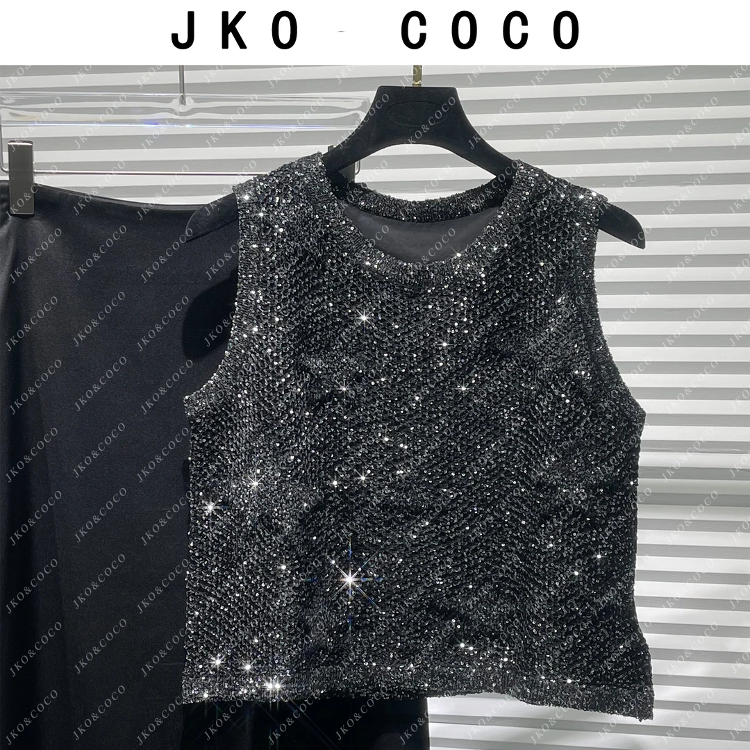 JKO&COCO【群星闪耀】2025秋夏女重工珠片绣花针织背心