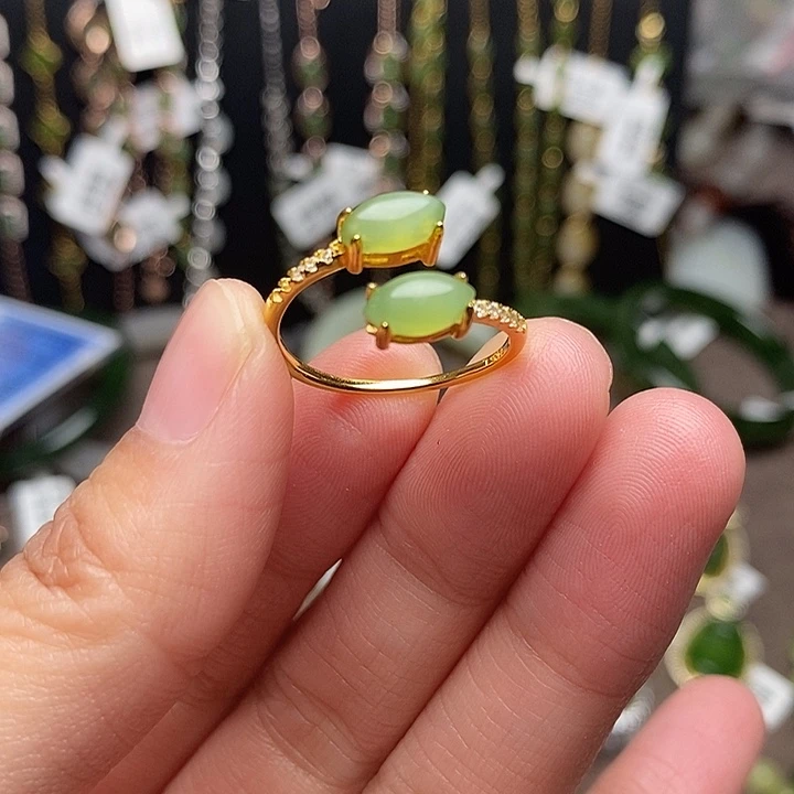 和田玉银S925镶嵌戒指