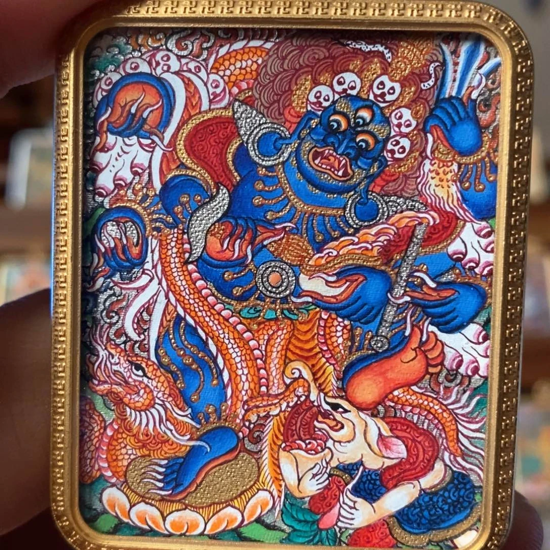 梦***处吊坠大黑天，纯手绘唐卡