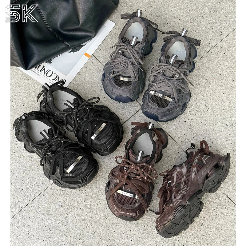 SK韩国设计潮牌新款韩版休闲小众洋气厚底增高休闲老爹鞋S877