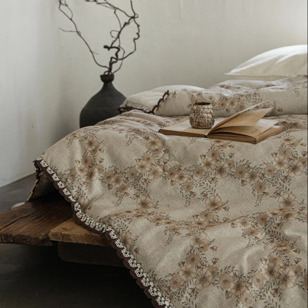 【如是家居】春秋被-花梦环岛-黄-200*230cm文艺复兴质朴被