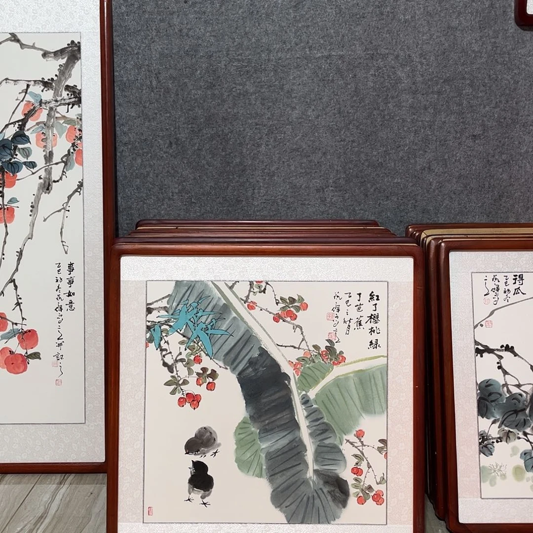 国画书画作品带框63×63