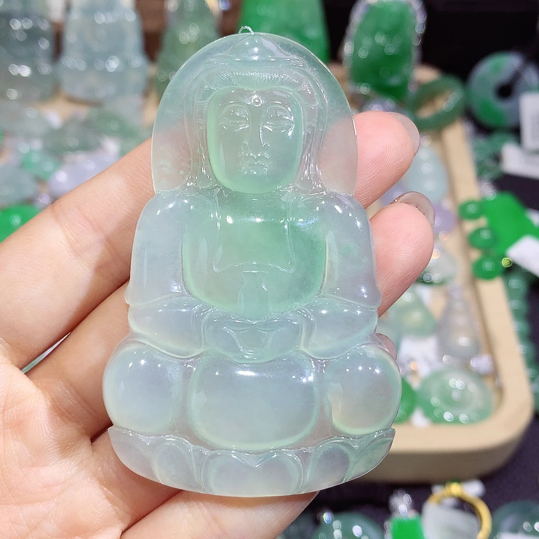 翡翠未镶嵌颈饰观音