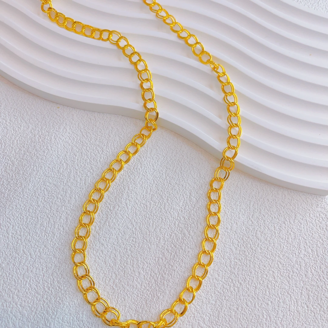 铜合金项链 铜合金delzok项链轻奢小众链条锁骨链金色饰品6036