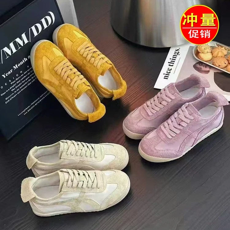 阿甘鞋女2025春季新款透气百搭平底休闲运动鞋轻便软底学生德训鞋
