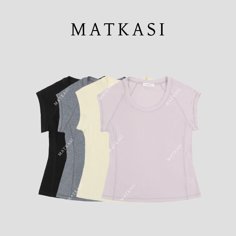 MATKASI 设计感时尚气质日常通勤百搭休闲插肩袖U领打底T恤女