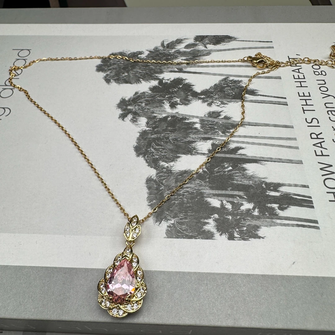 铜合金项链 气质轻奢百搭复古法式简约傣族镶嵌项链124