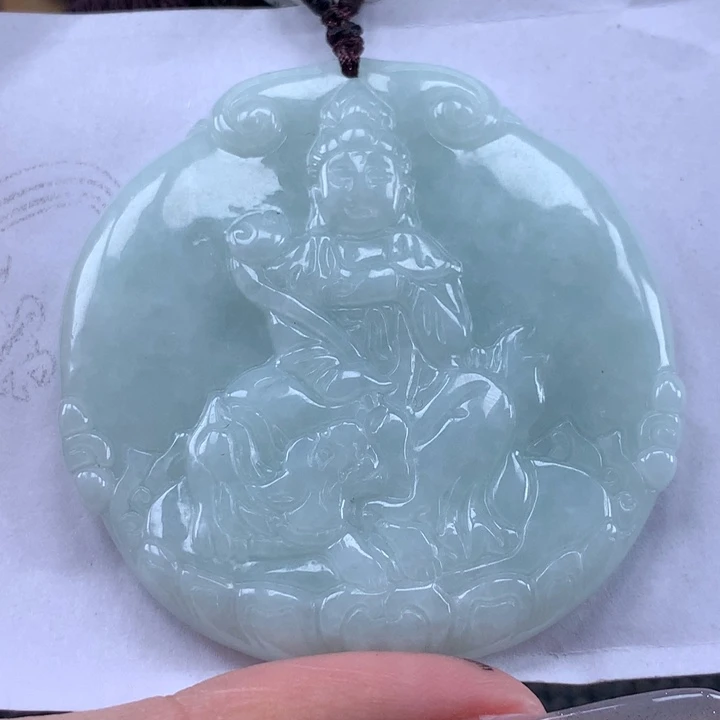 颈饰未镶嵌翡翠文殊菩萨吊坠