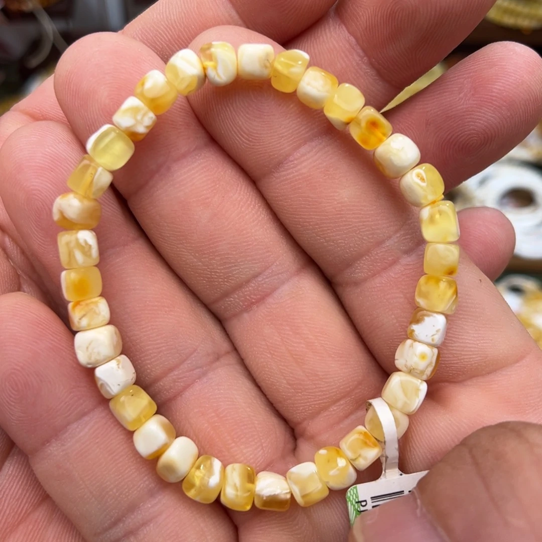 清***君蜜蜡未镶嵌手链微瑕00005.8mm