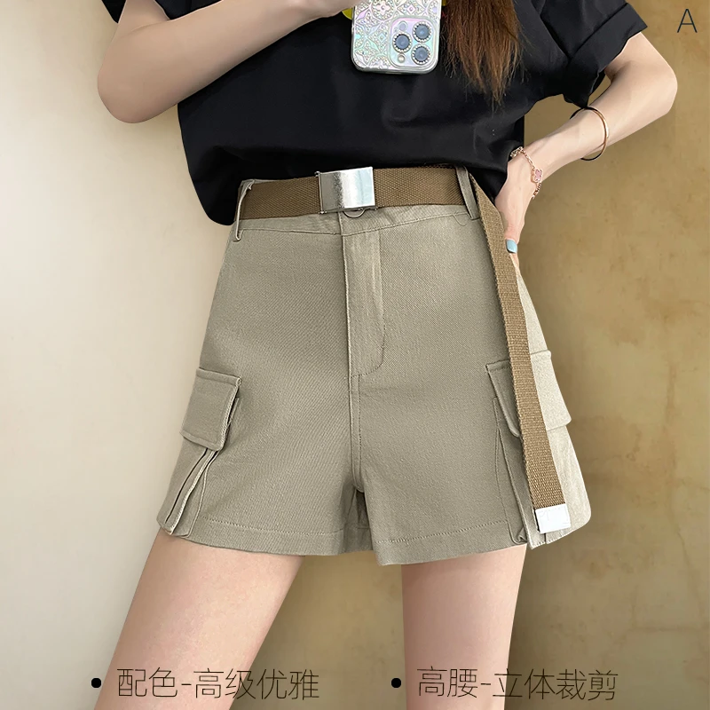 3352#A型高腰宽松夏季牛仔短裤女2025新款高端阔腿短裤直筒短裤女