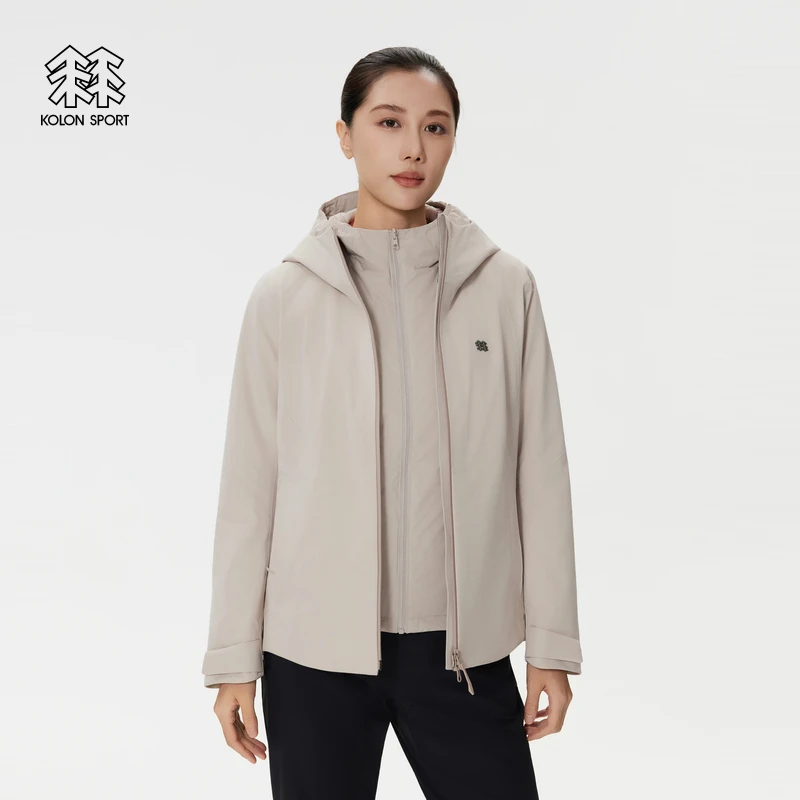KOLON SPORT可隆冲锋衣防水透湿防风P棉女士轻质棉服三合一夹克