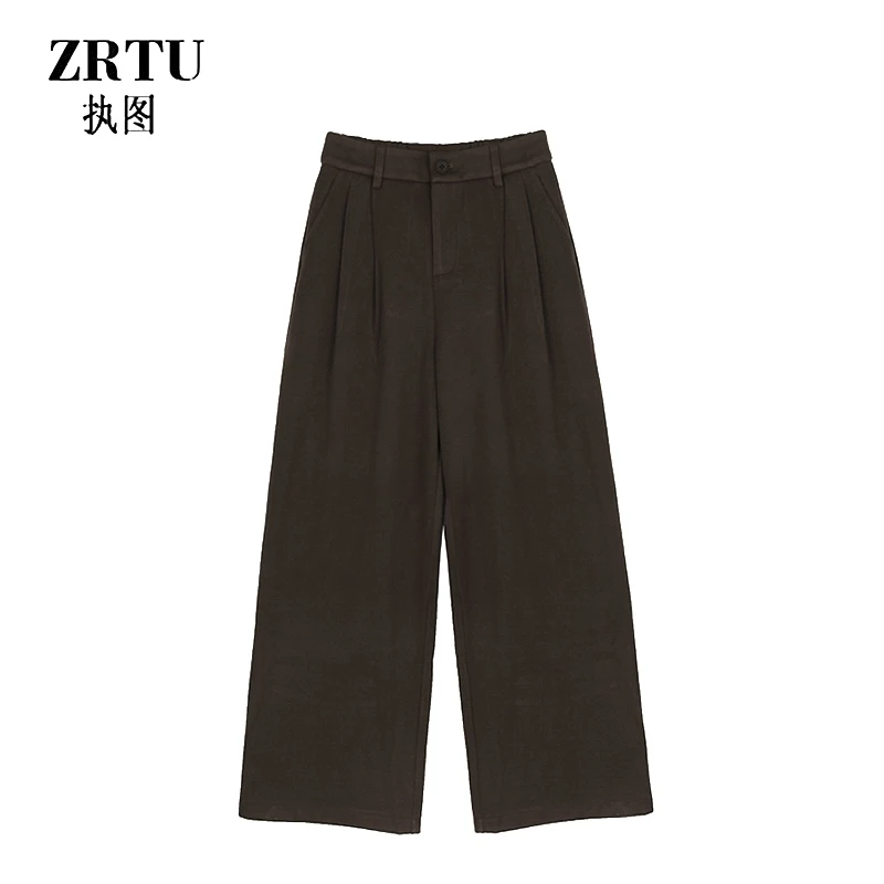 ZRTU/执图2025冬季新款简约高腰显瘦时尚百搭松紧腰宽松休闲裤
