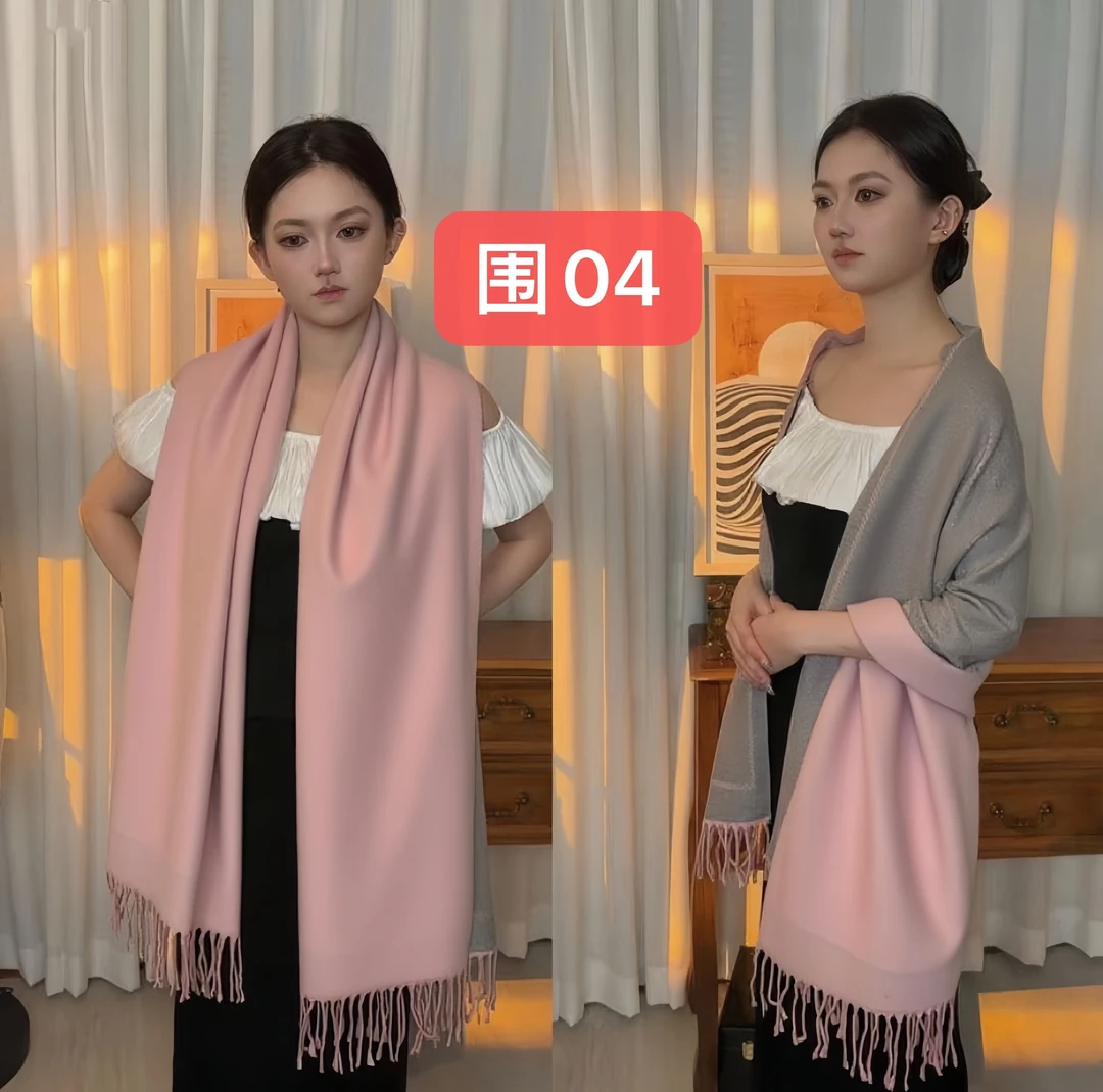 围04纯色少女风圆点法式不掉色女围巾网红百搭欧若智性风