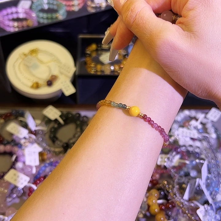 水晶手链银S925镶嵌碧玺133