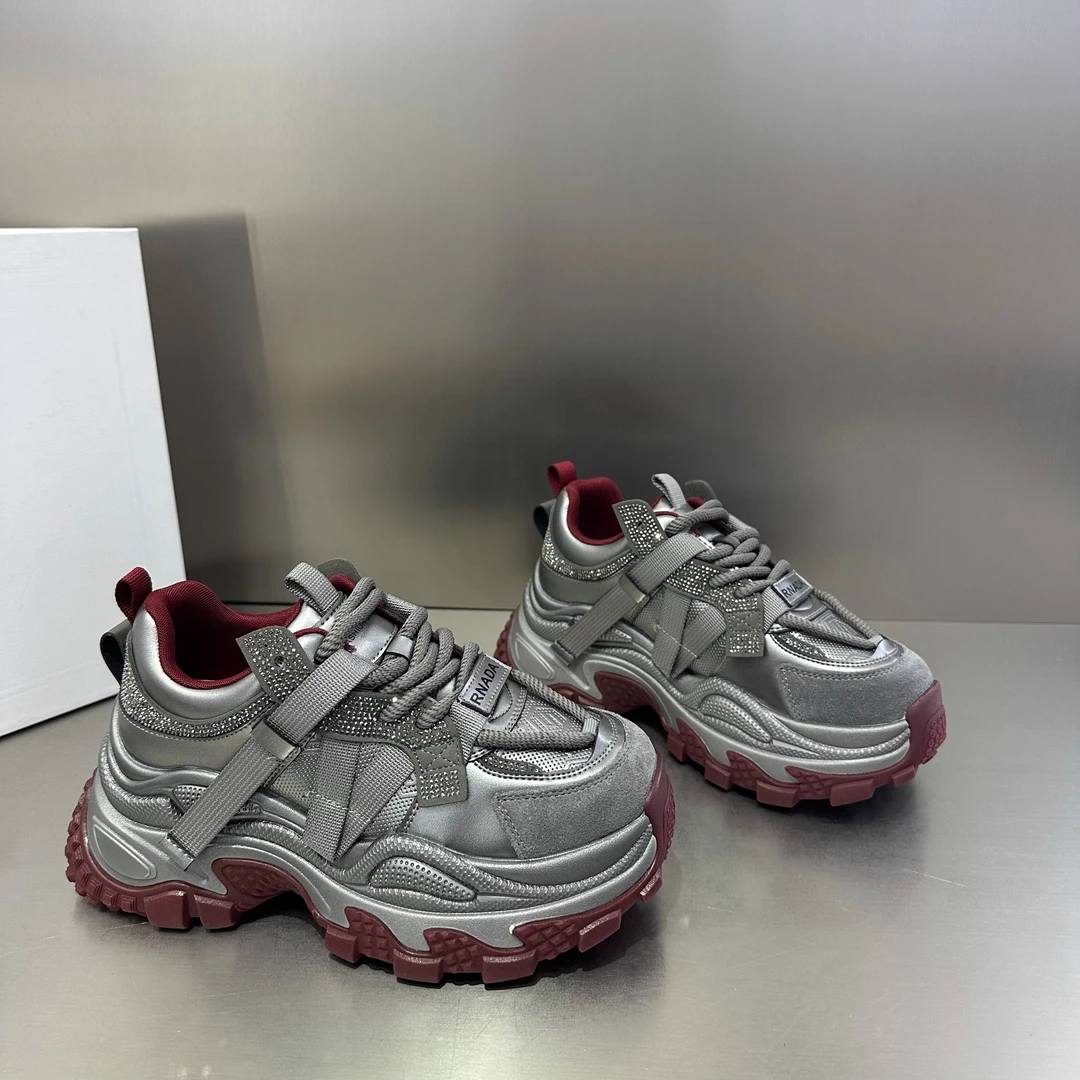 欧洲站老爹鞋2025春季新款厚底增高时尚百搭拼色运动鞋休闲女鞋潮