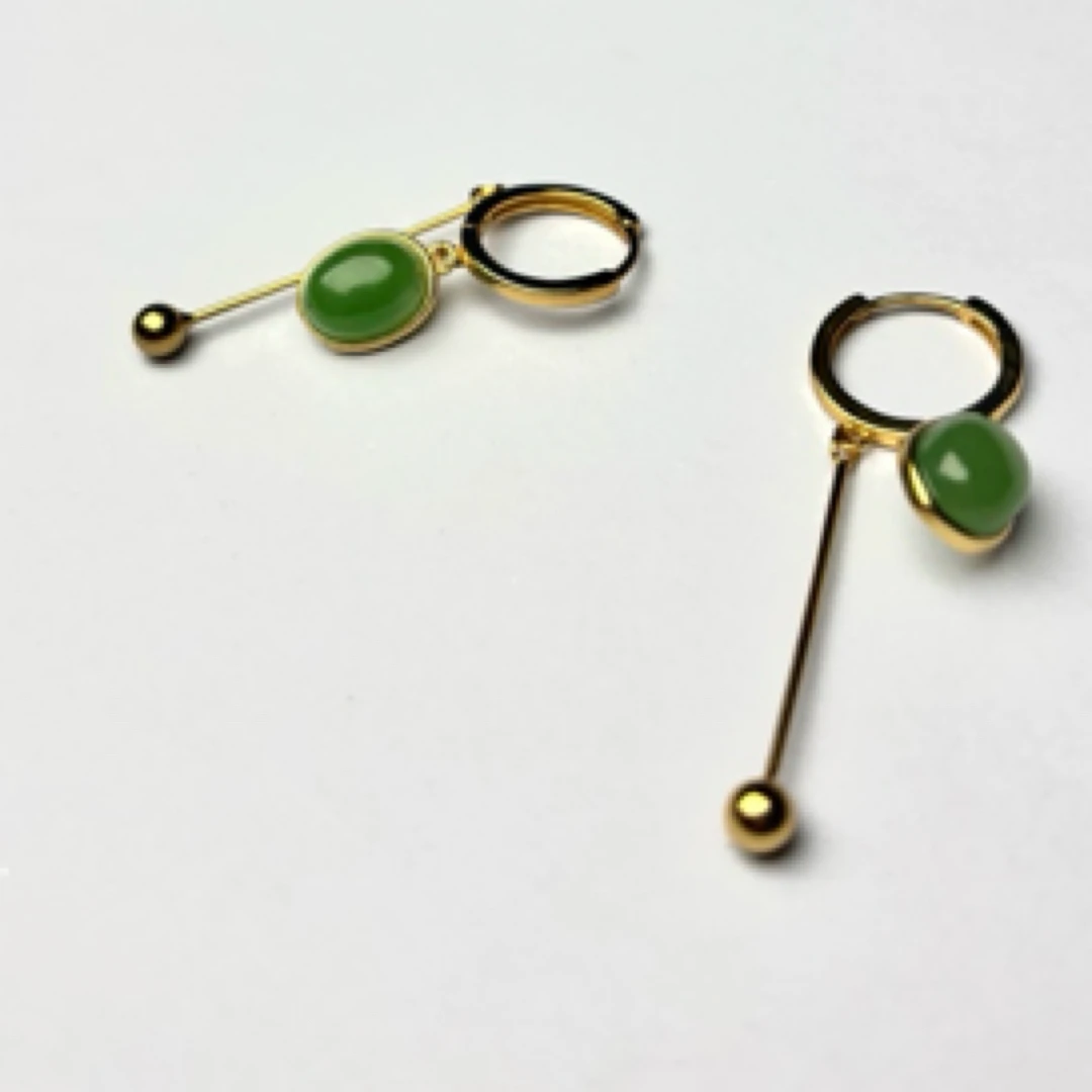 【圈运】碧玉耳环长耳坠天然和田玉个性简约气质108