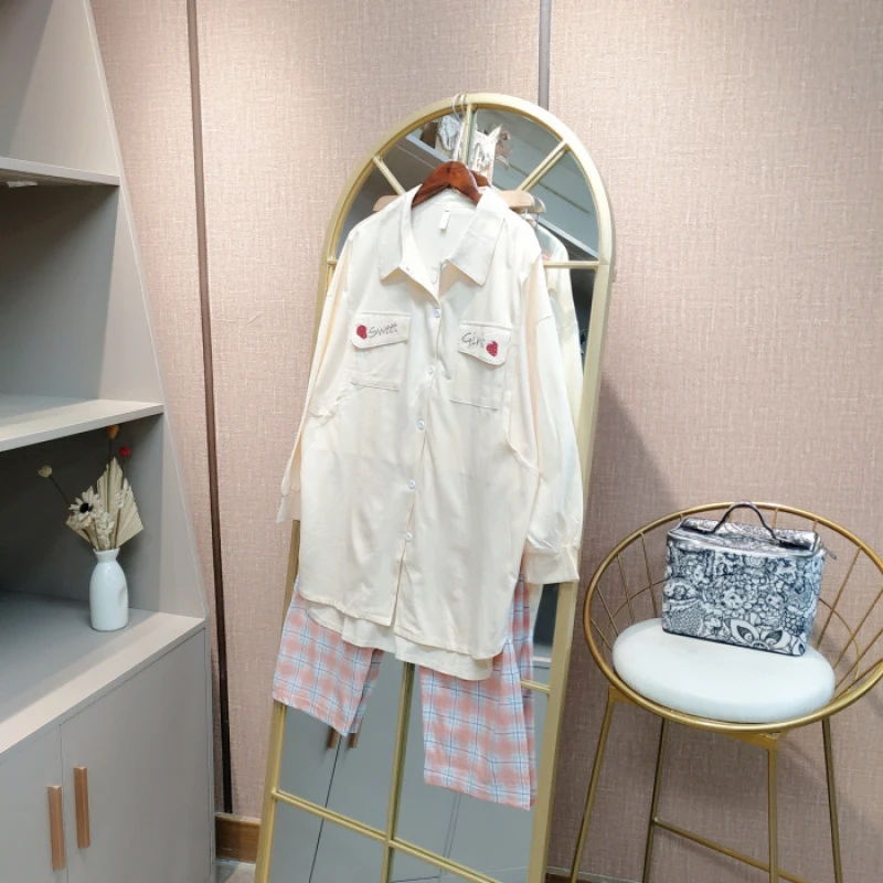 FD80孕妇杏色月子服套装M90-120L130
