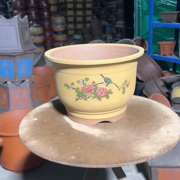 黄色鸟语花香大号花盆