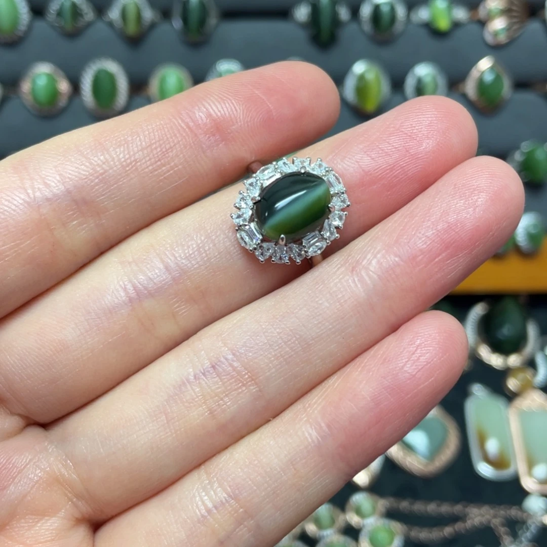 和田玉（碧玉）银S925镶嵌吊坠(不含链)