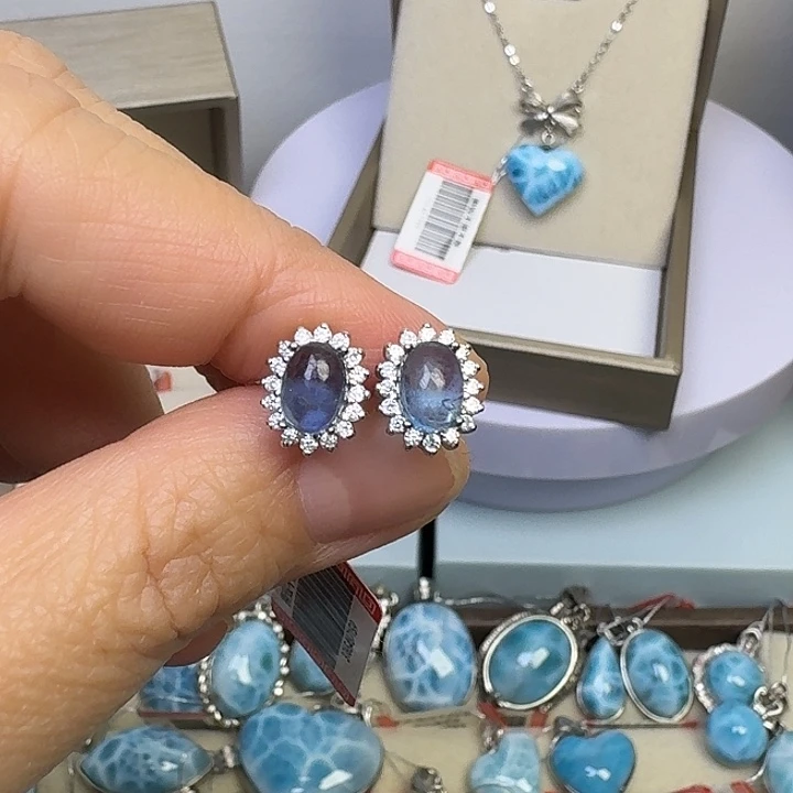 水晶耳饰银S925镶嵌