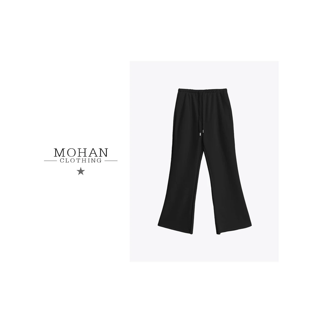CLOTHING/墨含纯色百搭裤子卫裤宽松秋冬微喇休闲裤子女HZ2522