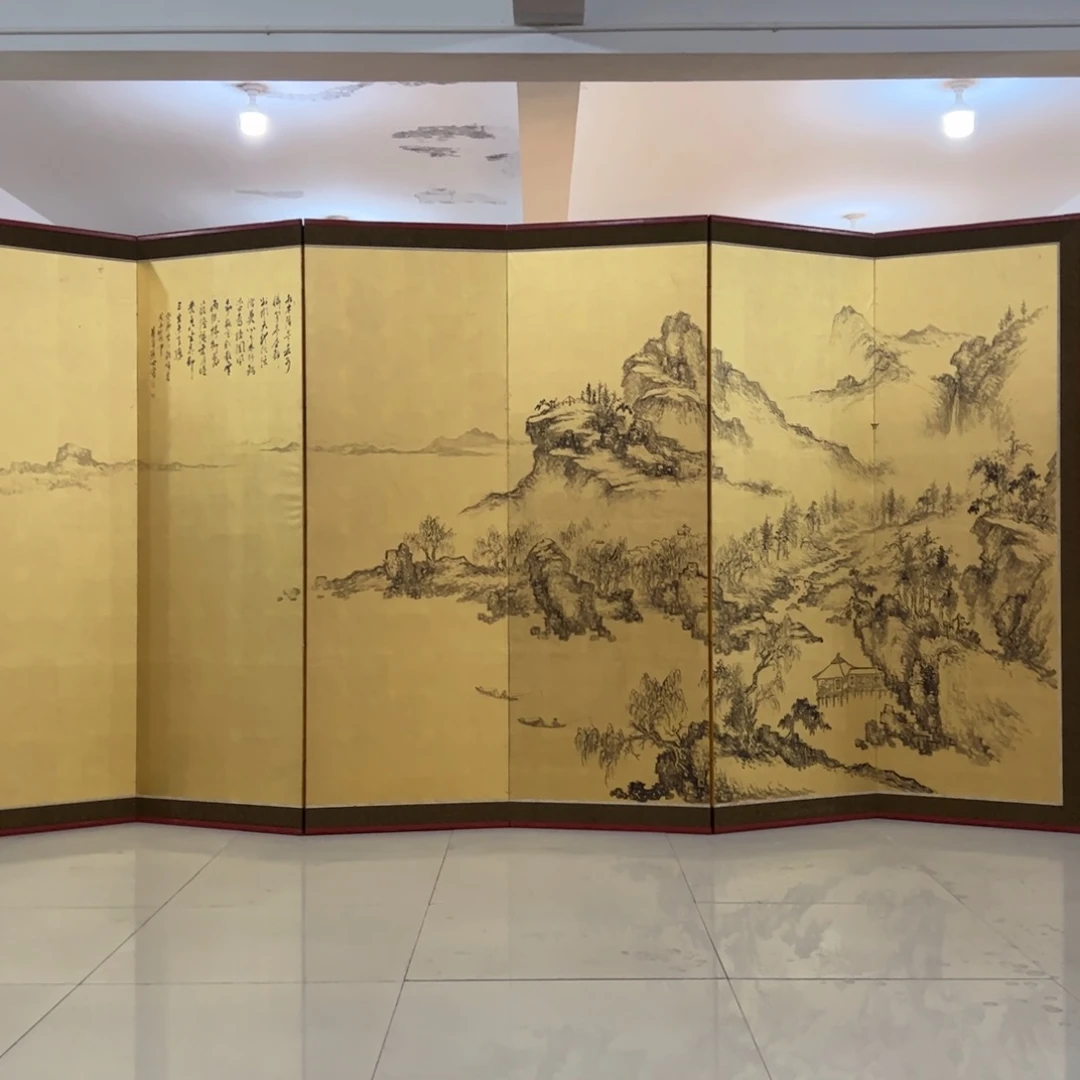 绘画屏风框画茶空间设计