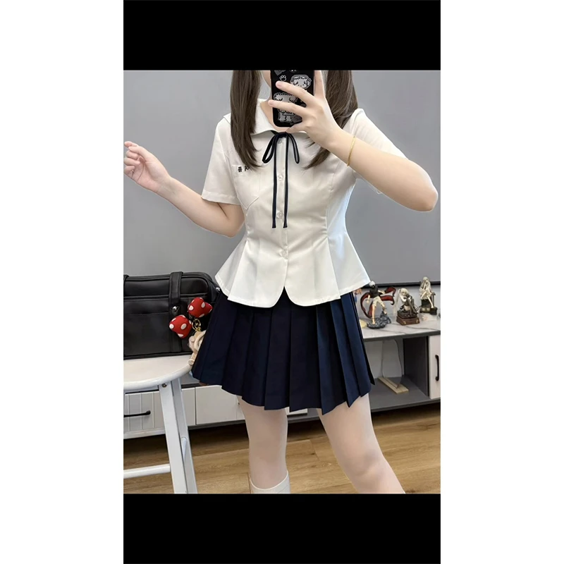 夏季原创JK制服新款学院风收腰修身POLO衫JK甜美百搭衬衫上衣女