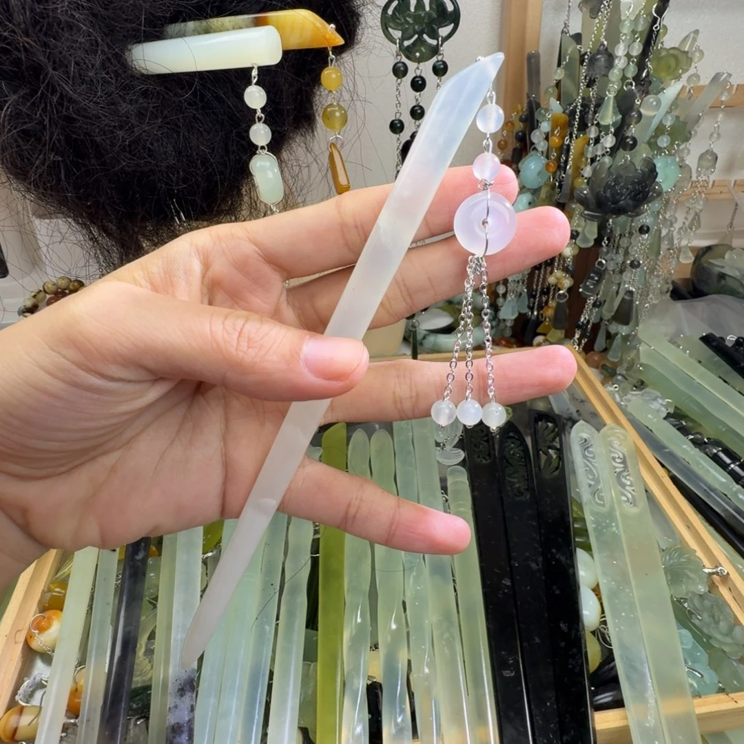 蛇纹石玉合金发饰