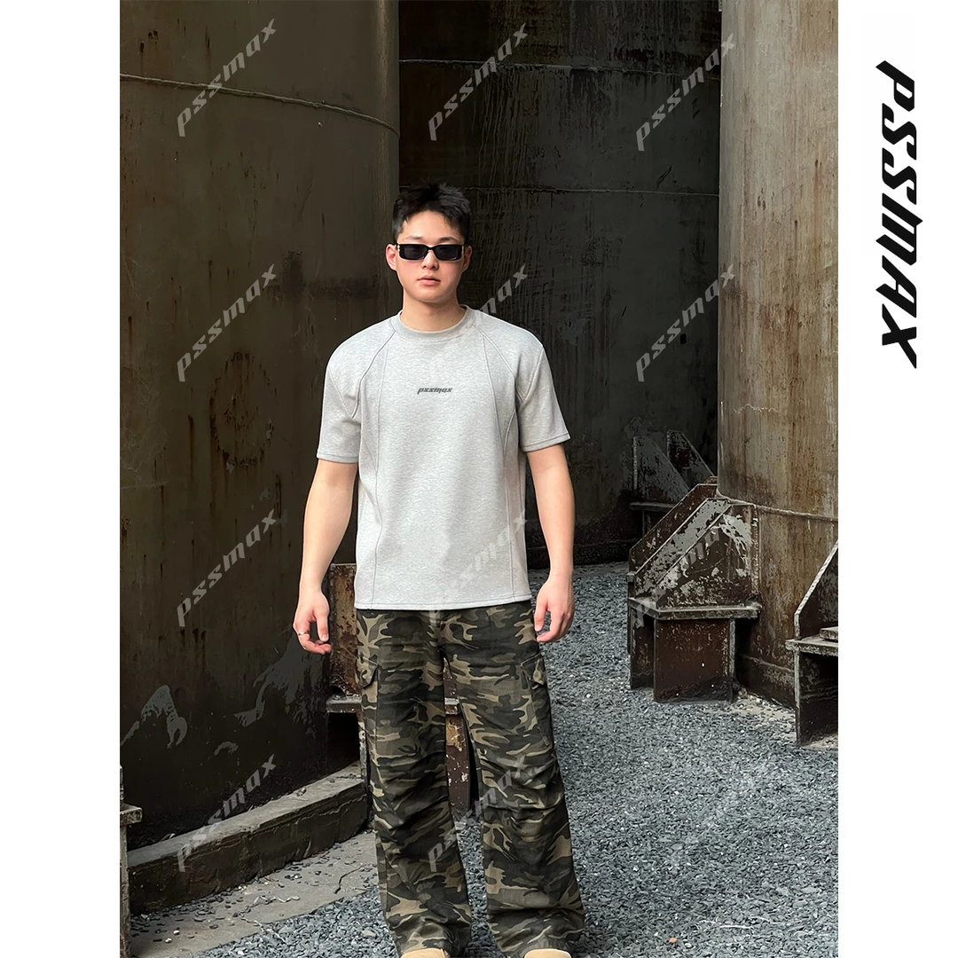 【现货】胖俗俗 pssmax【正肩小钢炮】2025夏季新款螺纹boxy短袖T恤男