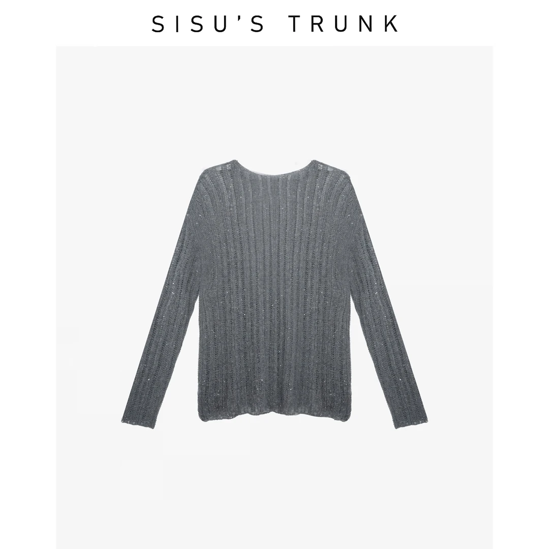SISU【盼星河】【绵羊毛】轻奢设计师款独特洋气高贵女士针织上衣