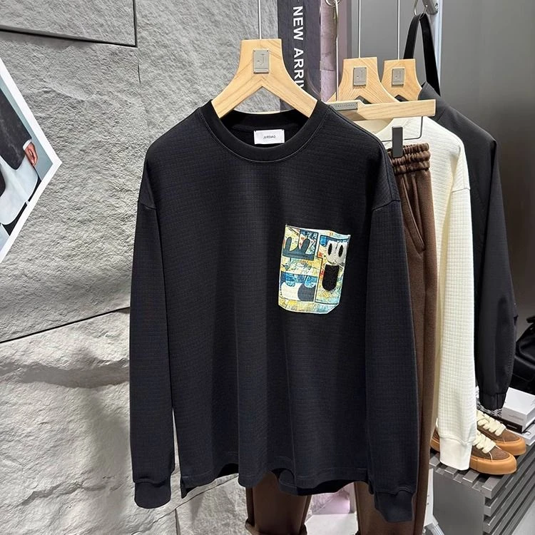 腔调高货!25年早春撞色口袋男士卫衣潮3391