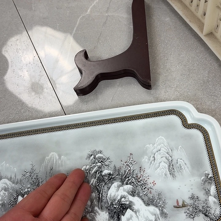 瓷片墨彩雪景干泡台景德镇