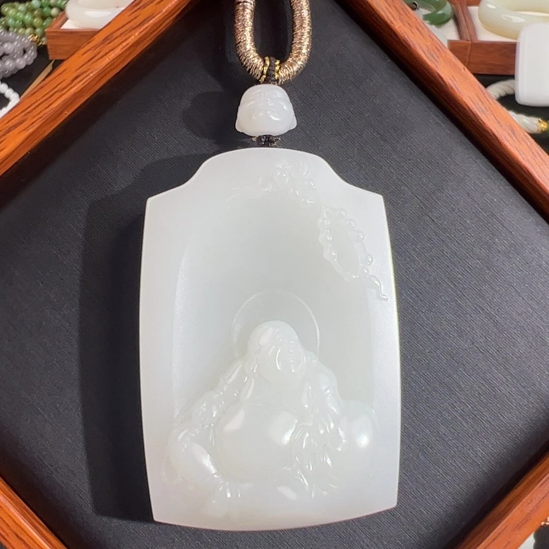 和田玉未镶嵌颈饰羊脂脂白油膏细料佛牌