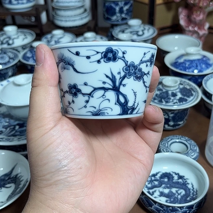 陶其他青花松竹梅猪口杯