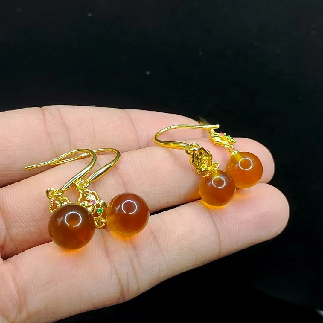 【康康严选】琥珀单珠耳钩【多样性发其一】约12mm+