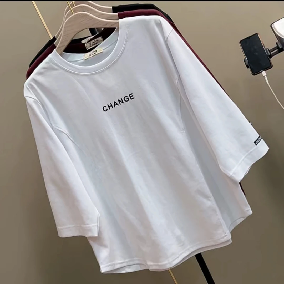 分袖纯色静版打底衫