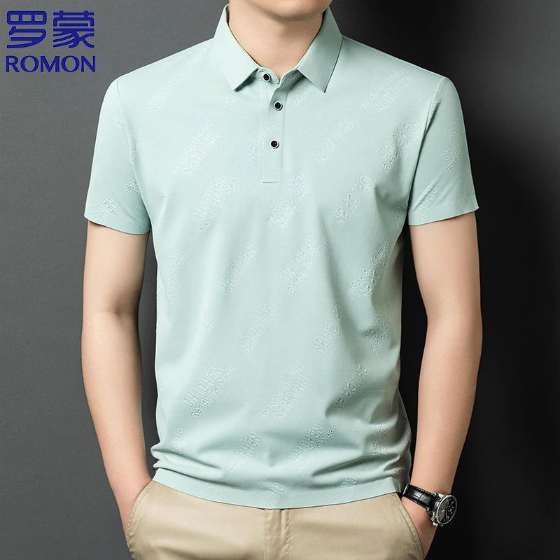 烫印纯色短袖男夏新款高端商务翻领上衣休闲半袖男士Polo衫