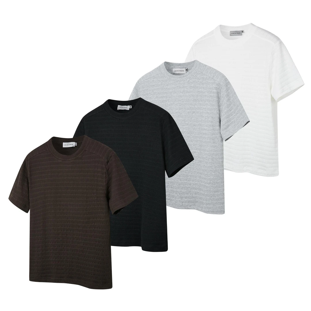 MADEEXTREME 夏季男装静奢肌理混纺基础款提花修身圆领短袖T恤