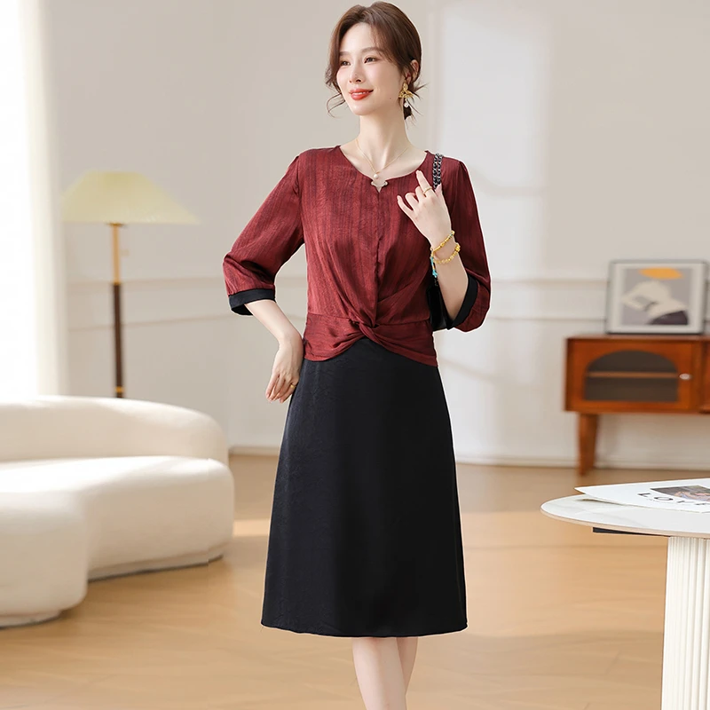 五月份喜婆婆婚宴礼服2025新款喜妈妈高端婚礼中老年女夏装连衣裙