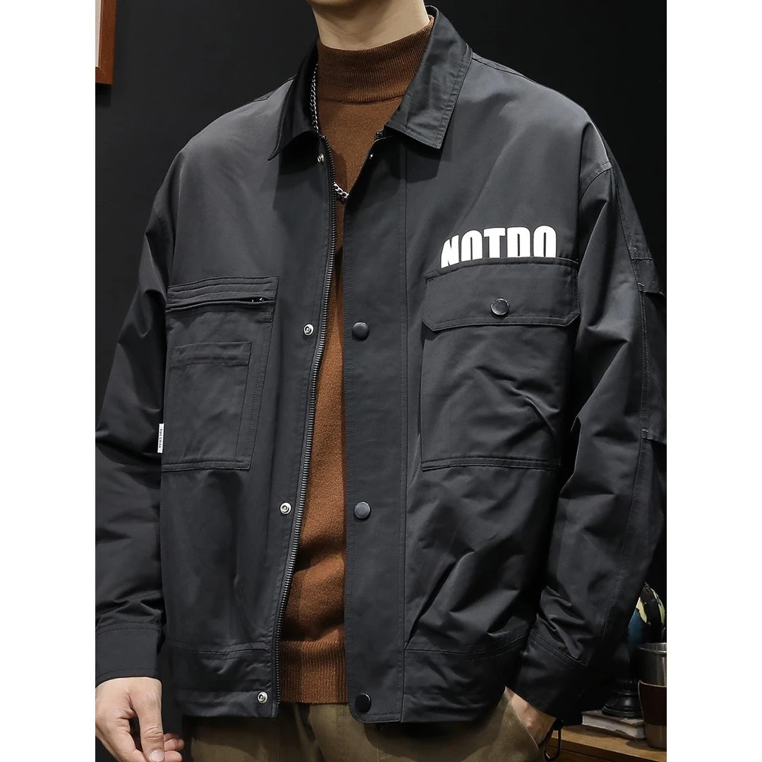 HKYC春秋季新男士工作服飞行员夹克男士时髦的翻领夹克男士潮流