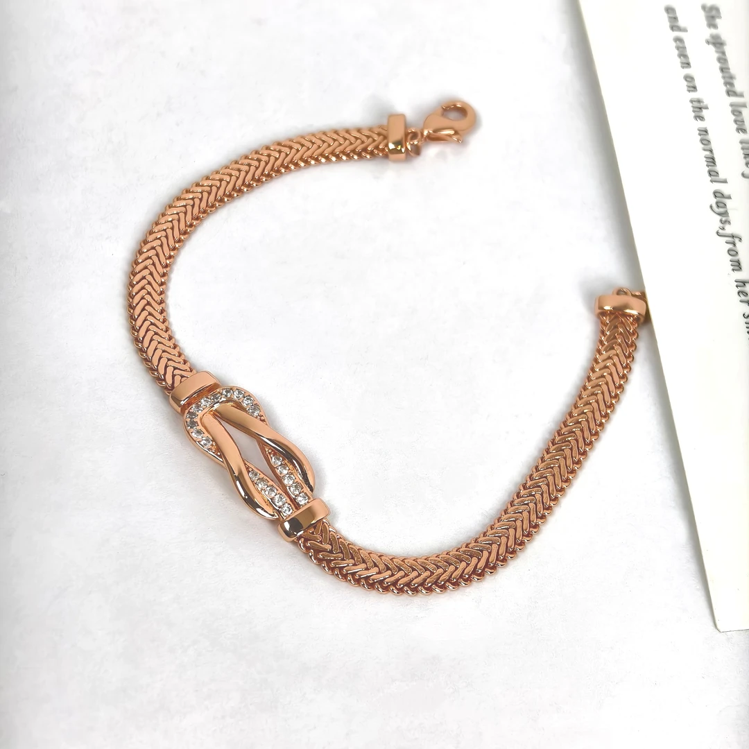 足银手链 玫瑰金「马蹄扣」手链精致百搭70032