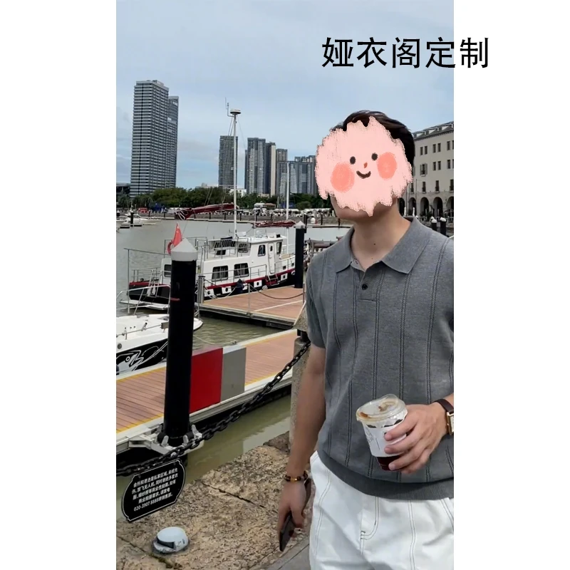 轻奢痞帅男装针织夏季短袖免烫Polo衫透气修身潮流度假短袖男t恤