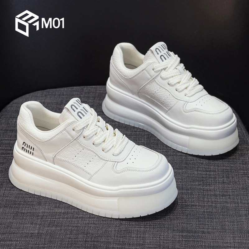 M01厚底增高小白鞋女2025春季新款单鞋百搭爆款松糕运动休闲板鞋