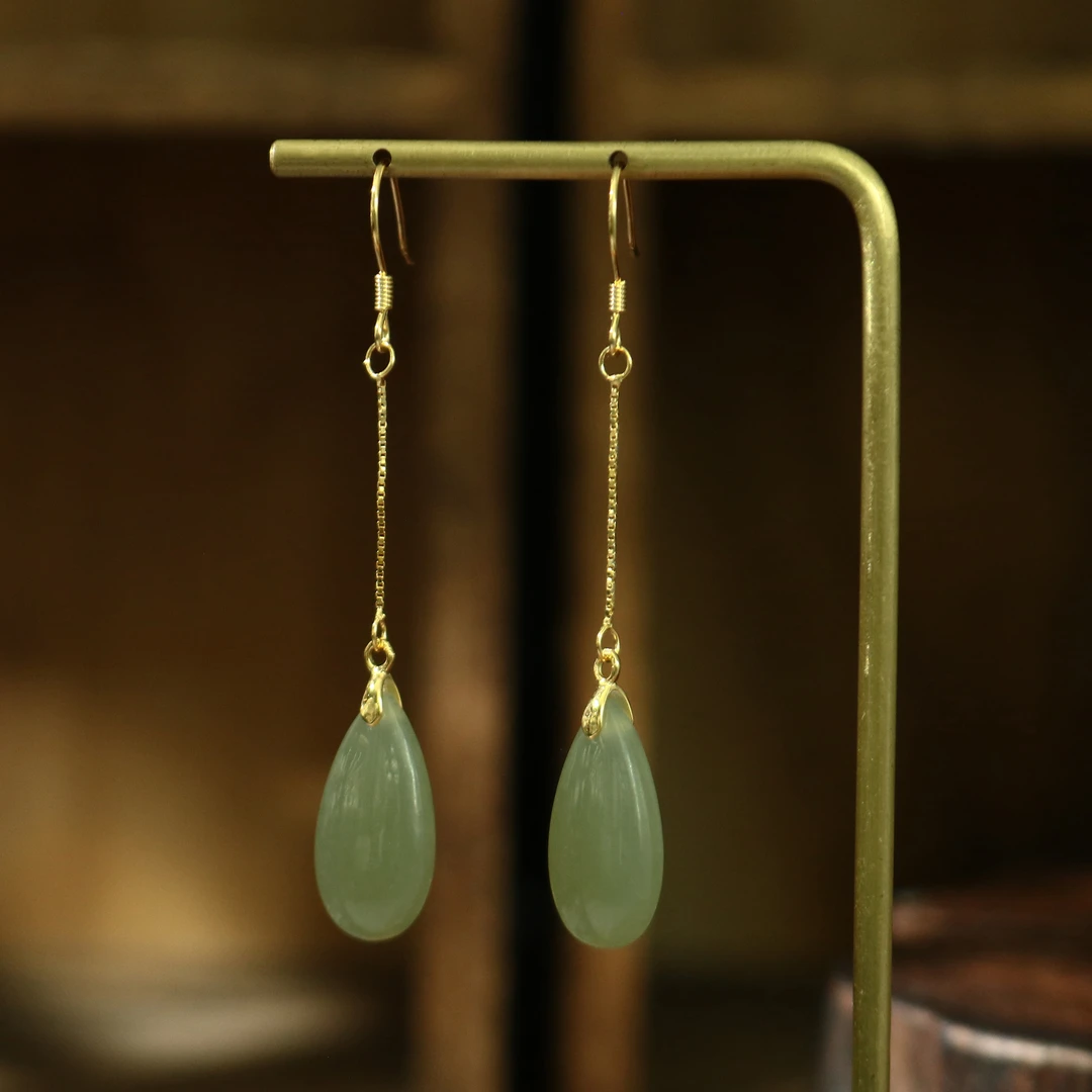 凰一品 晴水水滴耳钩s925