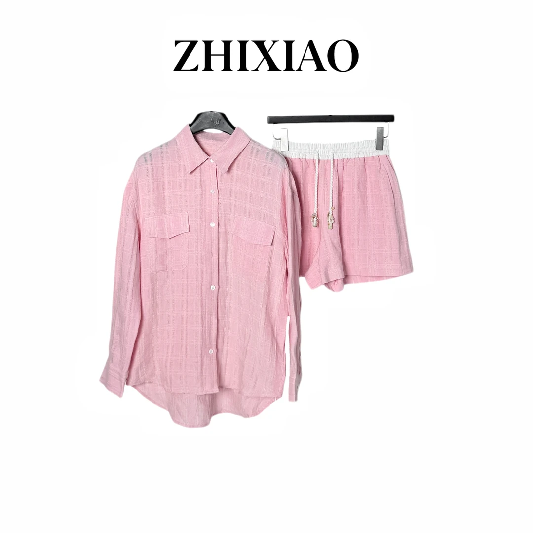 【ZHIXIAO】夏季新款：翻领衬衣套装086