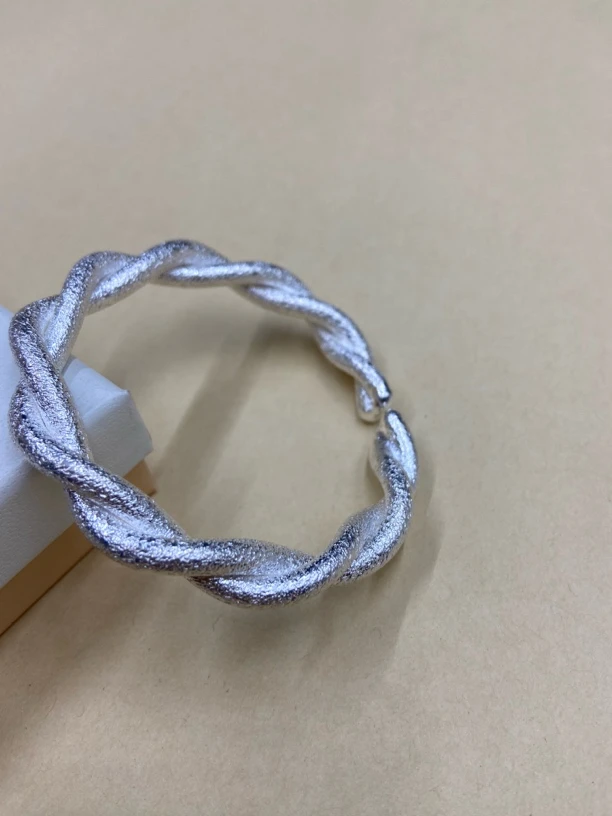 足银手镯 足银999冰川麻花时尚清冷风纯手工定制不退换