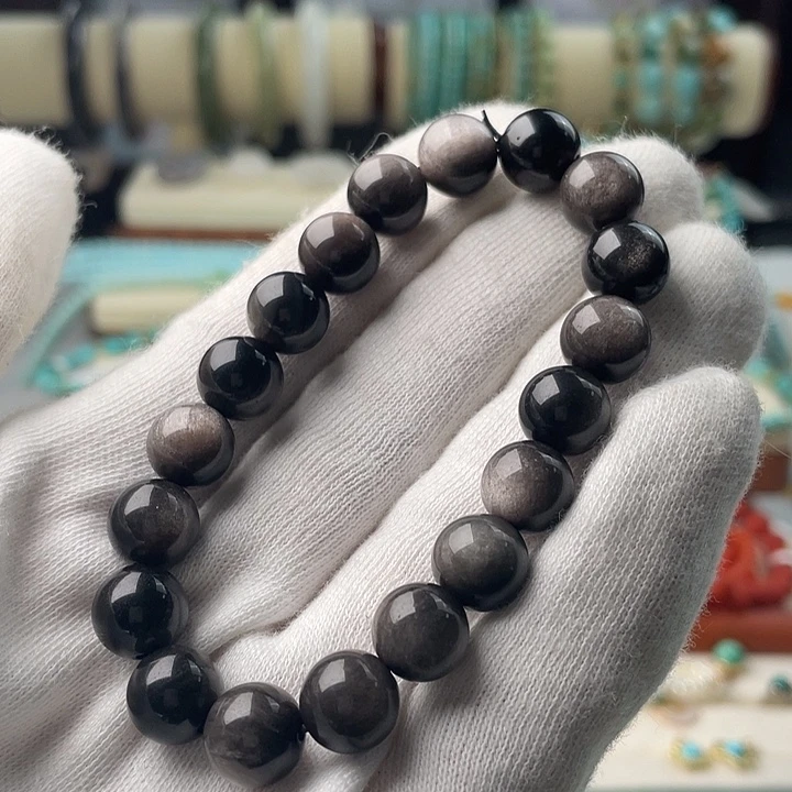 黑曜岩未镶嵌手串