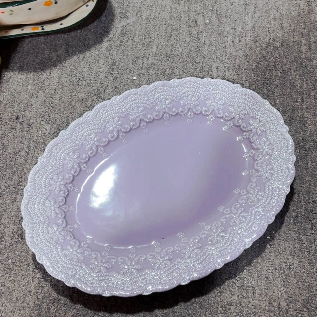 陶瓷一号链接紫色鱼盘➕高脚碗1