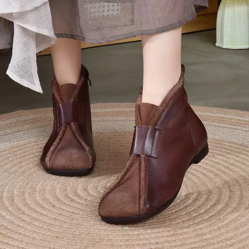 黑色马丁靴女薄款2025平底软底短靴英伦风靴春秋休闲单靴真皮女靴