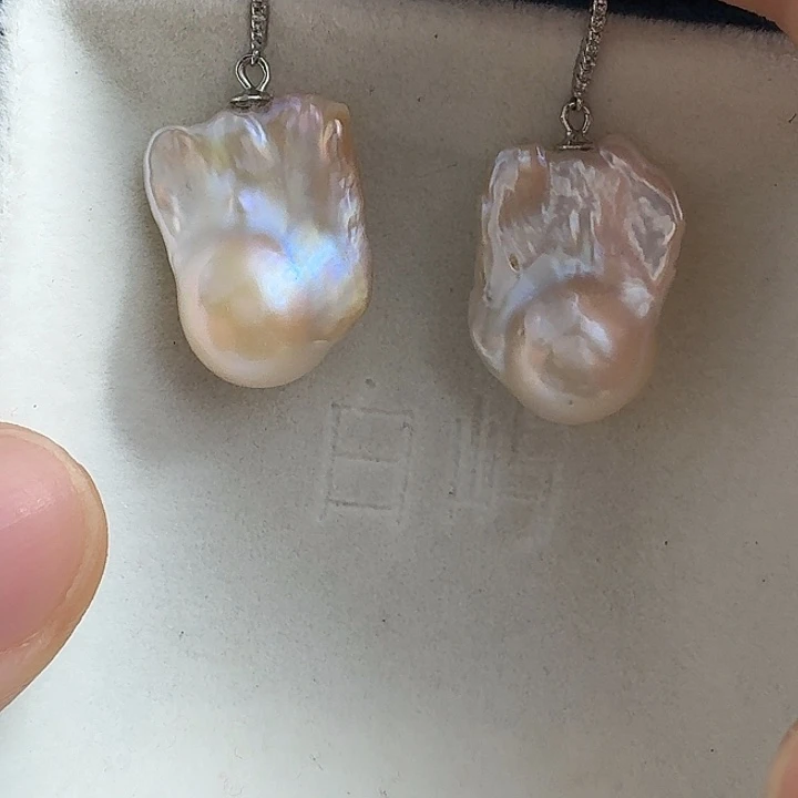 银S925镶嵌耳饰淡水珍珠